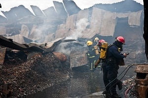 The fire destroyed a warehouse containing 300 tonnes of waste portable batteries